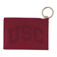 USC Trojans Cardinal Arch Leather Snap ID Holder